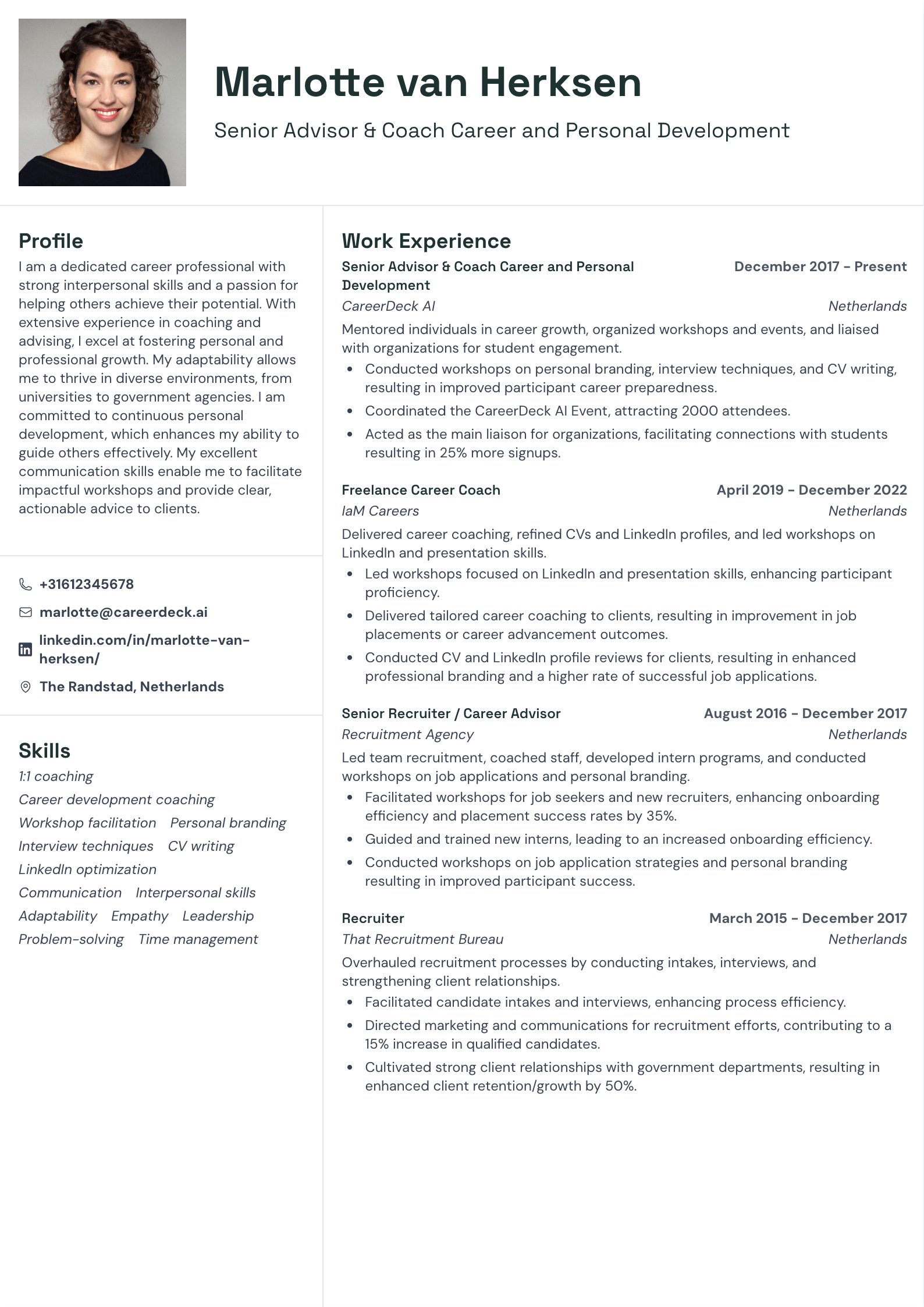 Screenshot of Resume Builder